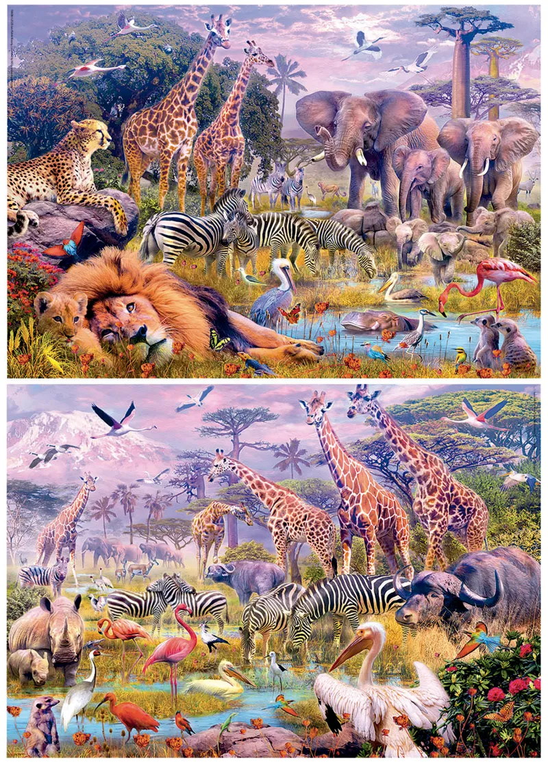 2 Puzzles - Wild animals Panoramic