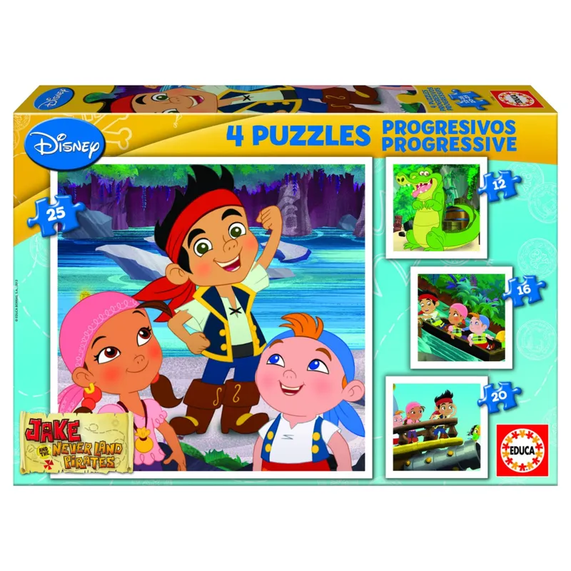 Jigsaw Puzzle - From 12 to 25 Pieces - 4 Puzzles : Jake and the Neverland Pirates
