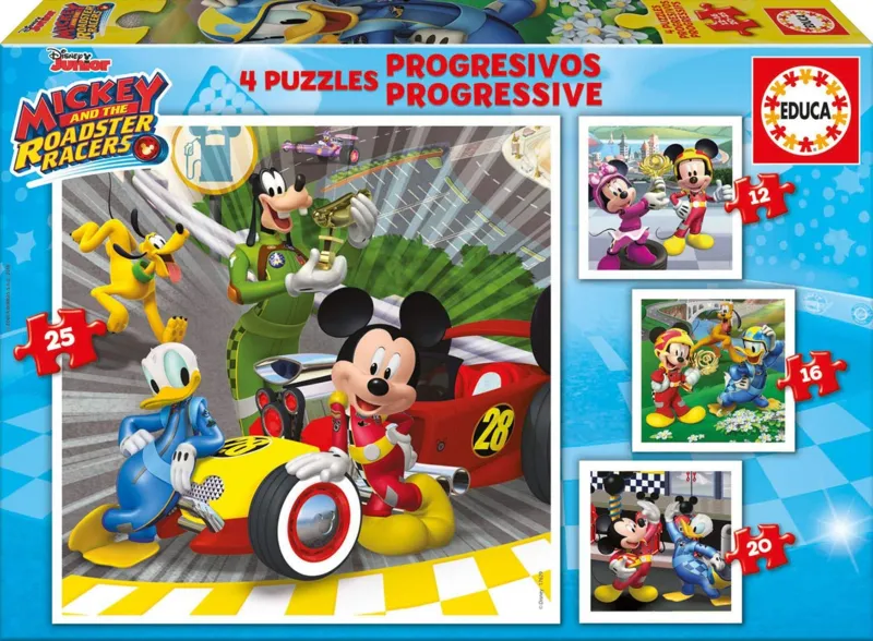 Educa - 4 Puzzles - Mickey and the Roadster Racers - 12 pieces - Educa ...