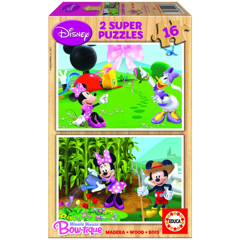 Jigsaw Puzzle - 2 x 16 Pieces - Wooden Puzzle : Mickey and his Friends : Minnie