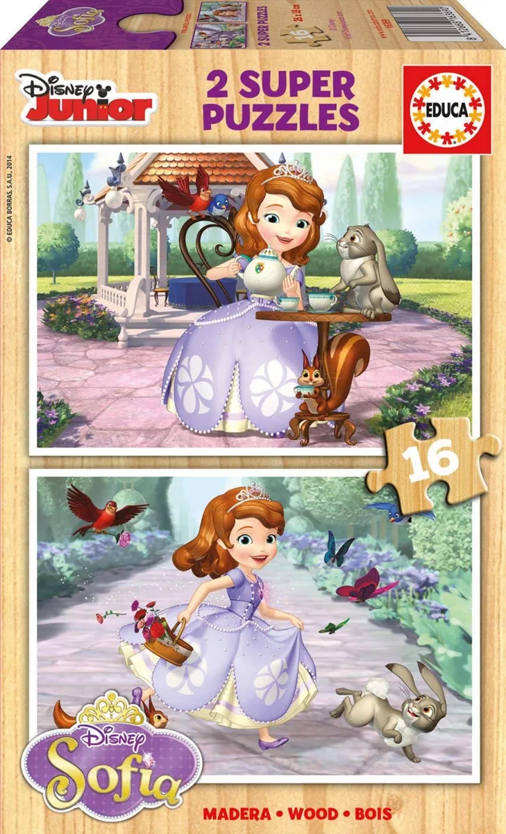 Puzzle 2 Wooden Jigsaw Puzzles - Sofia the First - 16 pièces - Educa-16369