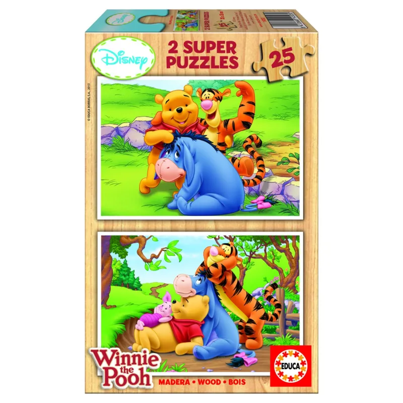 Jigsaw Puzzles - 25 pieces each - 2 in 1 - Wooden - Winnie the Pooh : Playing with his Friends