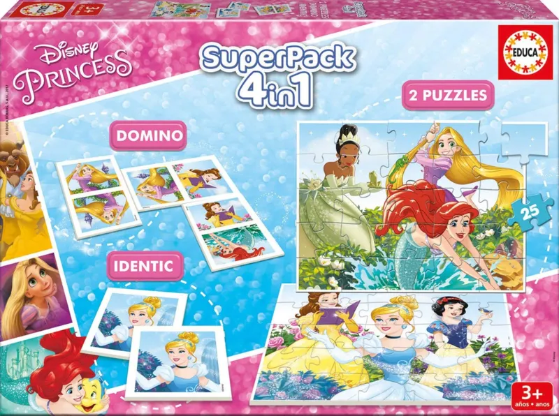 Puzzle Superpack 4 in 1 - Disney Princess - 25 pièces - Educa-17198