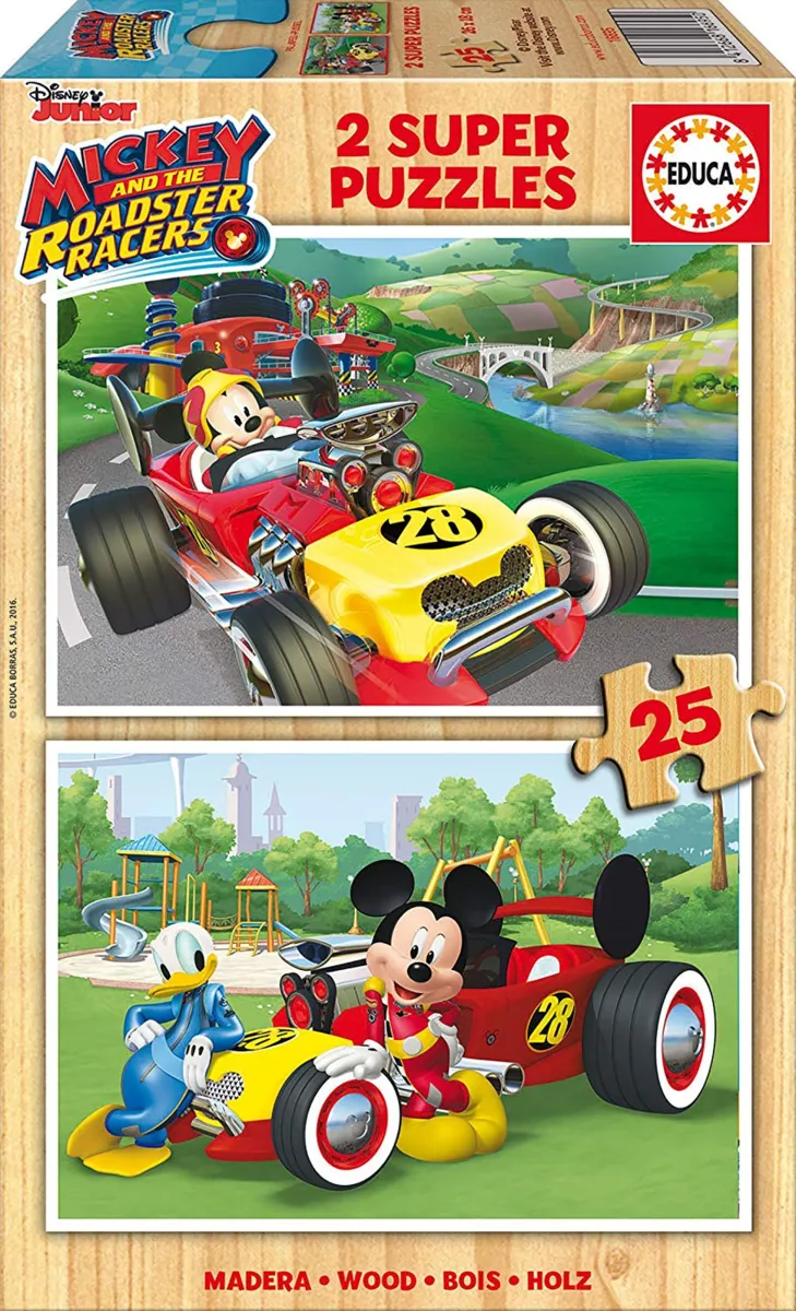 2 Wooden Jigsaw Puzzles - Mickey and The Roadster Racers