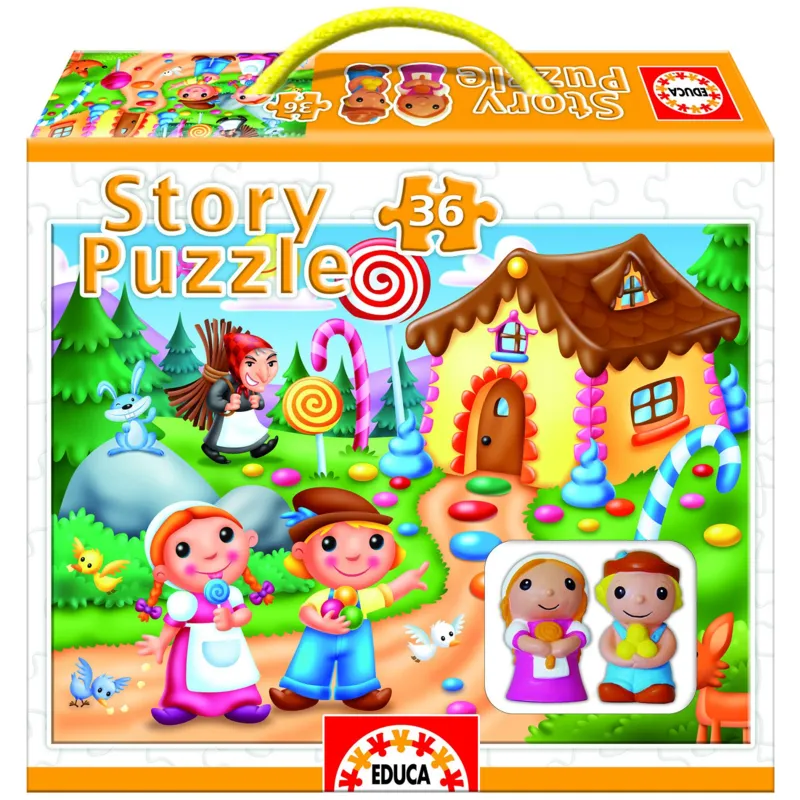 Jigsaw Puzzle - 36 Pieces - with 2 Figurines - Story Puzzle : Hansel and Gretel