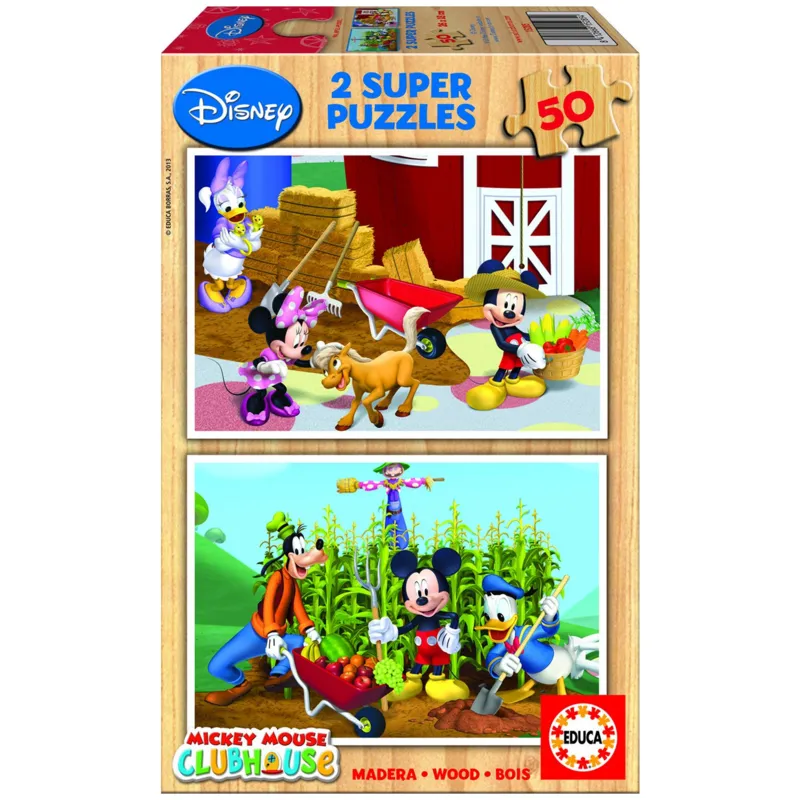 Jigsaw Puzzle - 2 x 50 Pieces - Wooden Puzzle : Mickey Mouse Clubhouse