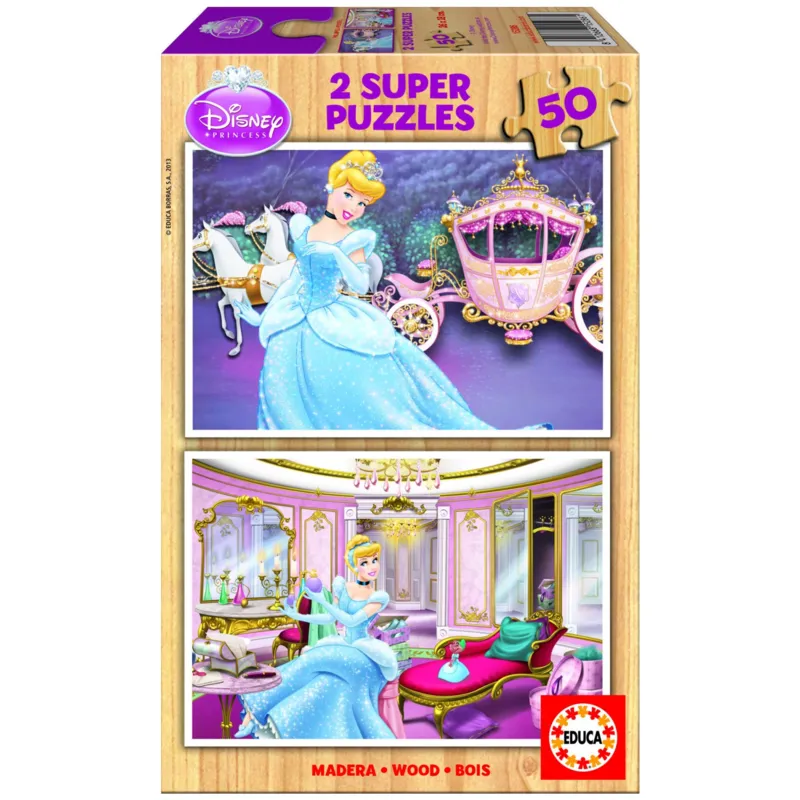 Jigsaw Puzzle - 2 x 50 Pieces - Wooden Puzzle - Disney Princesses : Cinderella