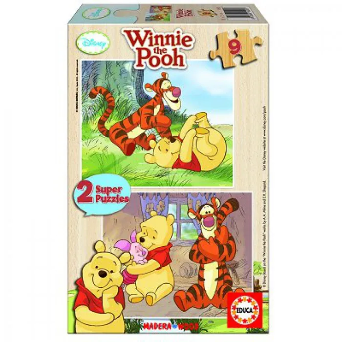 Jigsaw Puzzles - 9 pieces each - 2 in 1 - Wooden - Winnie the Pooh : Winnie and Tiger