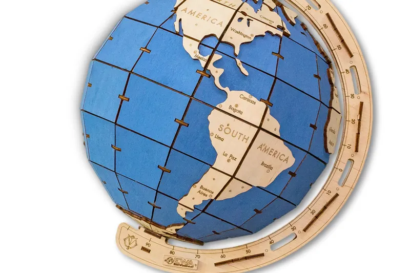 3D Wooden Jigsaw Puzzle - Blue Globe