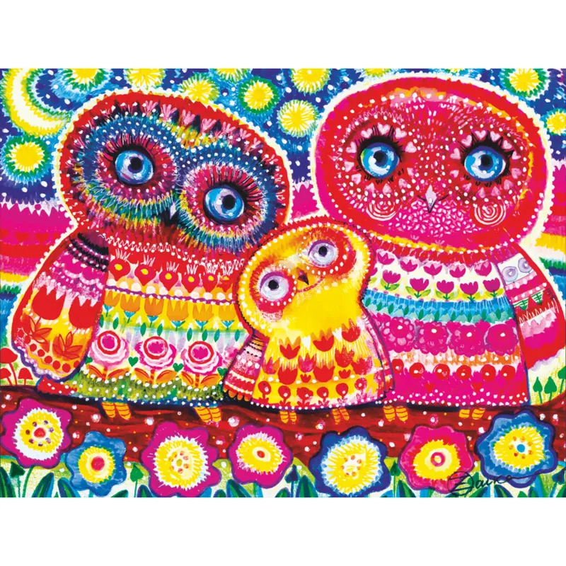 Wooden Puzzle - Colorful Owls