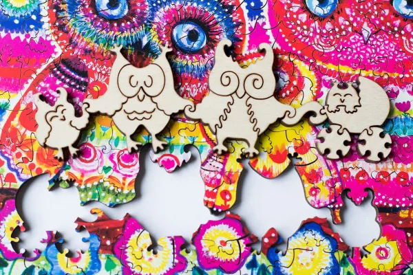 Wooden Puzzle - Colorful Owls