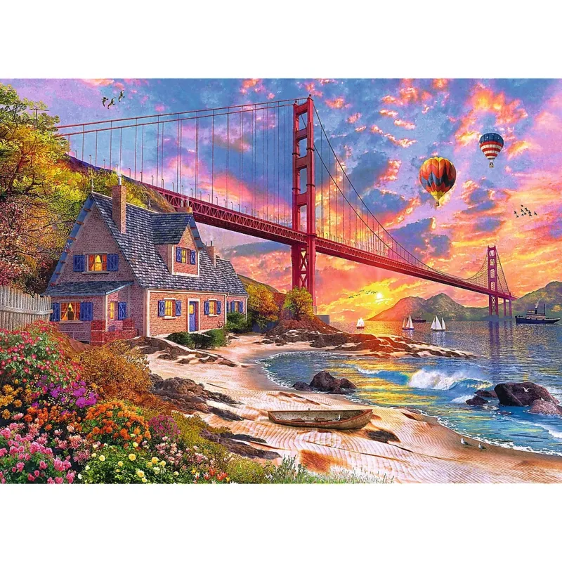 Wooden Puzzle - Sunset at Golden Gate