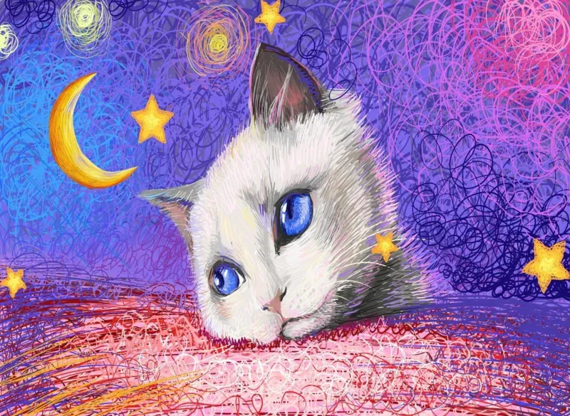 Under the Stars - White Cat