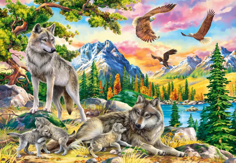 Wolf Family and Eagles