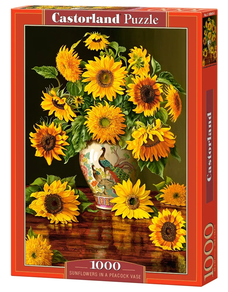 Sunflowers in a Peacock Vase