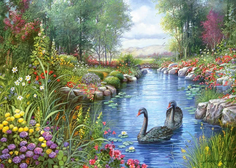 Jigsaw Puzzle - 1500 Pieces - Andres Orpinas : Black Swans