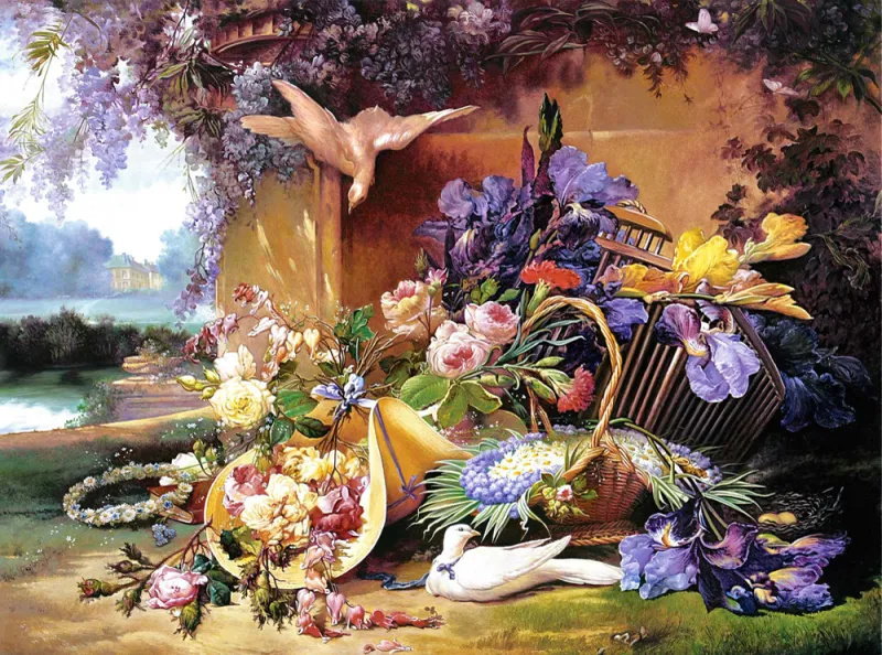 Jigsaw Puzzle - 2000 Pieces - Eugene Bidau : Elegant Still Life with Flowers