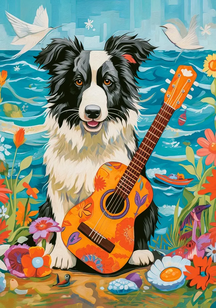 Collie, Guitar and the Sea
