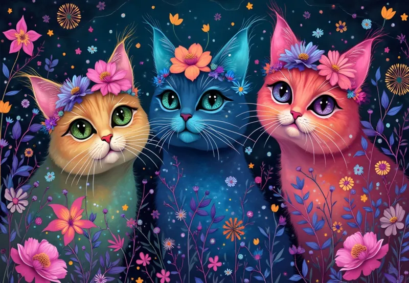 Trio of Dreaming Cats
