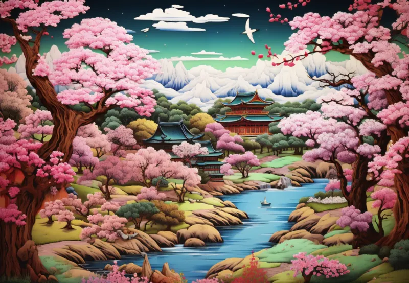 Japanese Temple in Spring