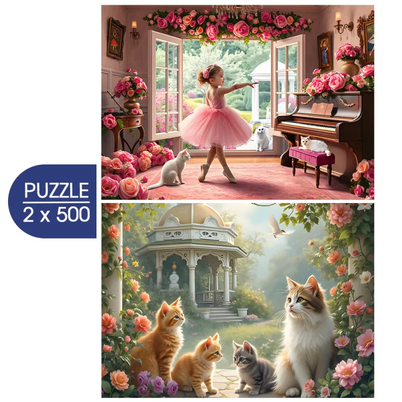 2 Puzzles - Little Ballerina and Romantic Garden