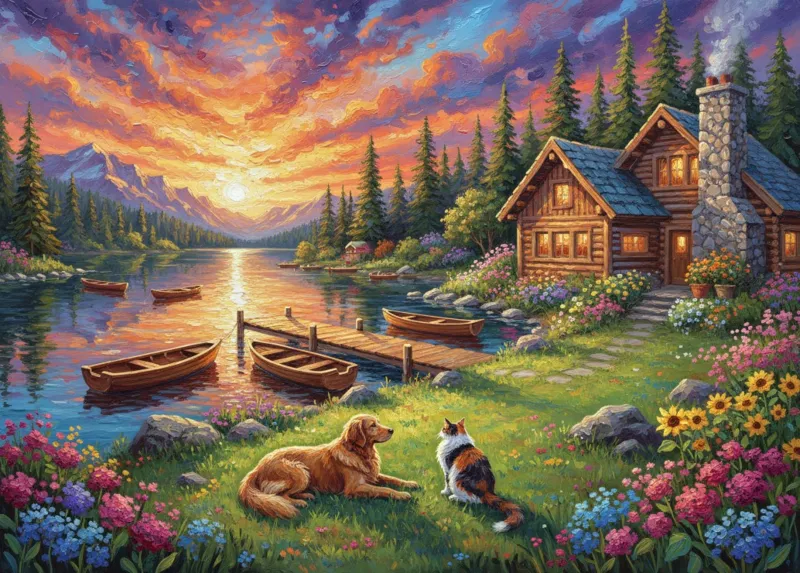 Sunset Over the Lake