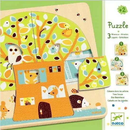 Peg Puzzle - Wooden - 3 in 1 - Tree House