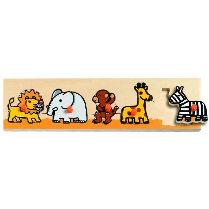 Peg Puzzle - 5 Pieces - Wooden - Savannah