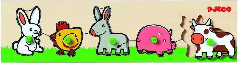 Peg Puzzle - 5 Pieces - Wooden - Farm