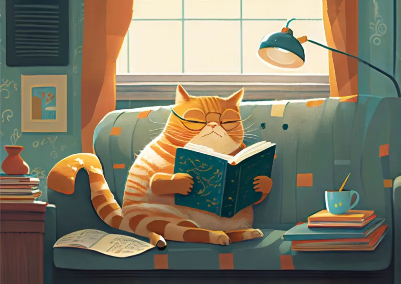 Cat & Books