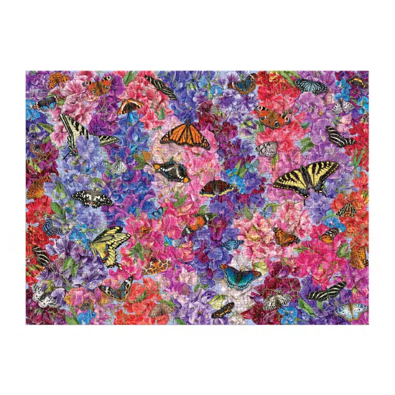 Butterflies In the Sweet Peas 1000 Piece Puzzle - Troy Litten