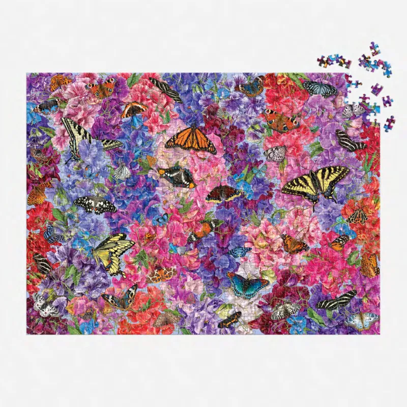 Butterflies In the Sweet Peas 1000 Piece Puzzle - Troy Litten