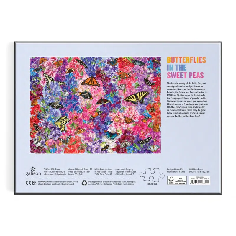 Butterflies In the Sweet Peas 1000 Piece Puzzle - Troy Litten