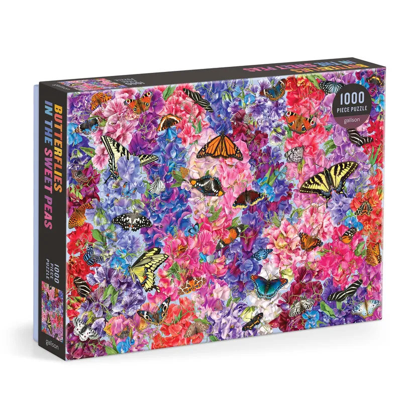 Butterflies In the Sweet Peas 1000 Piece Puzzle - Troy Litten