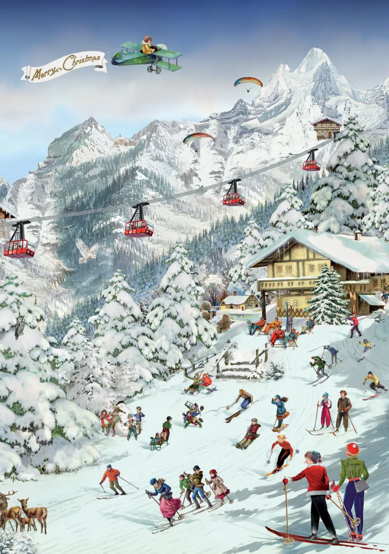 Happy Skiing Holiday in the Mountains