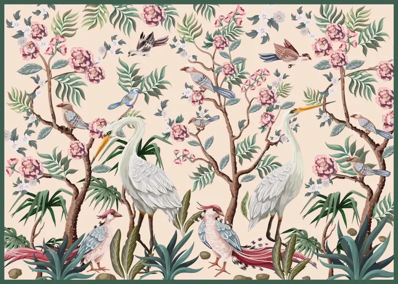 Secret Garden - Egret and Flowers