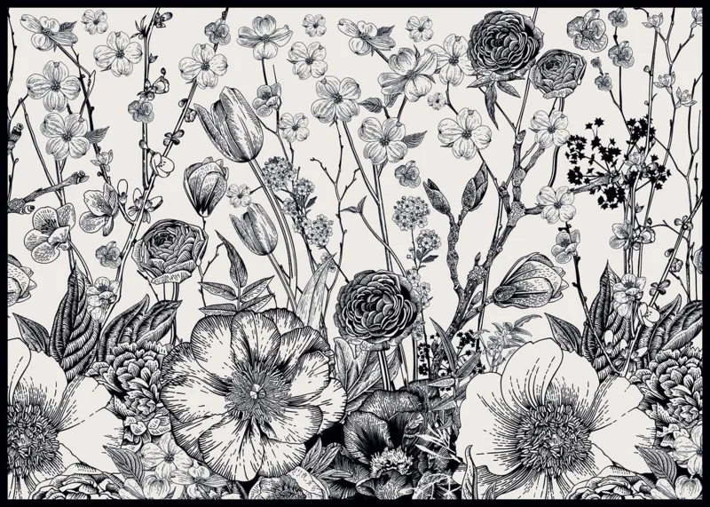 Monochrome Floral Poetry