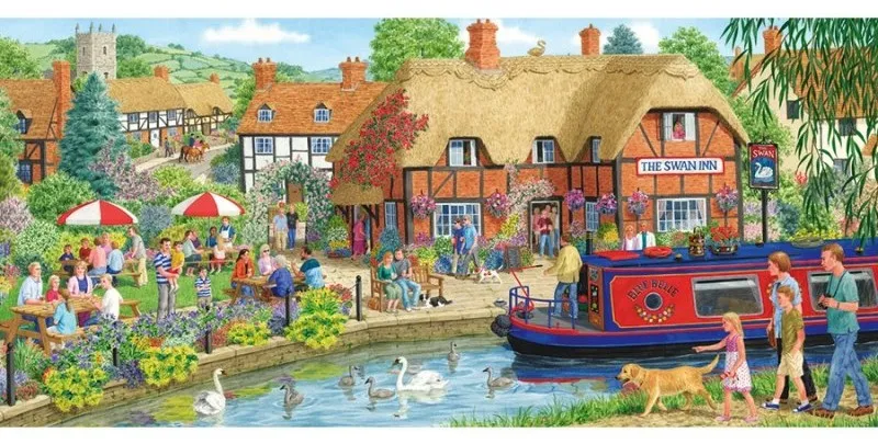 Jigsaw Puzzle - 636 Pieces - Panoramic - Lunch at the Swan