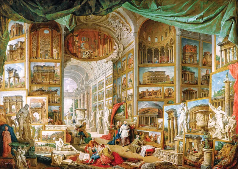 Gallery of antique Rome by Paolo Pannini