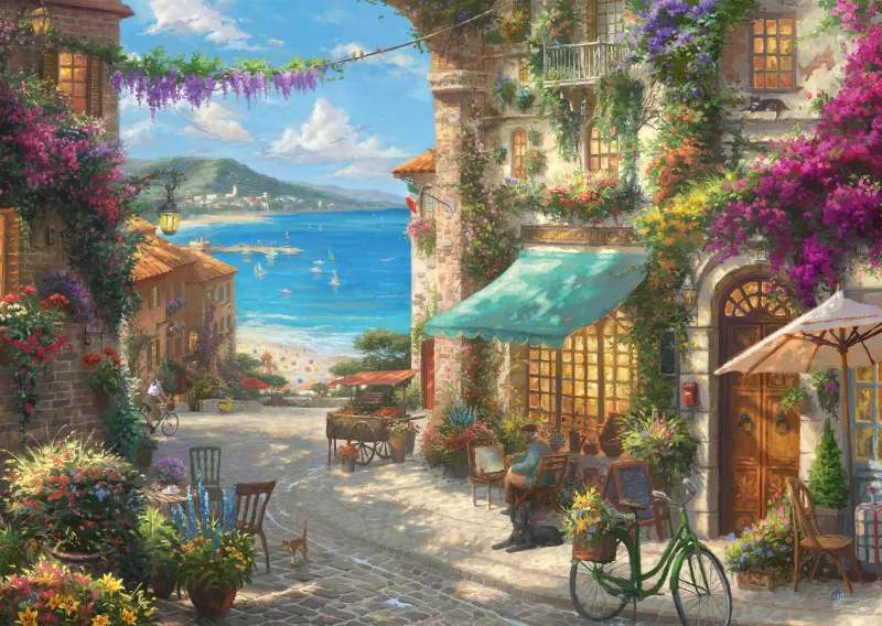 Thomas Kinkade - Café by the Italian Riviera