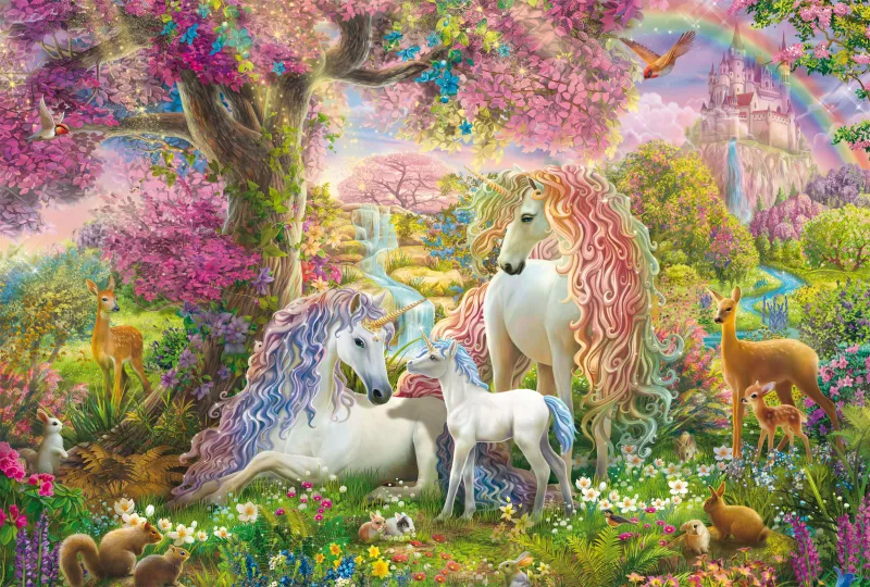Unicorn Family in the Blossom Forest