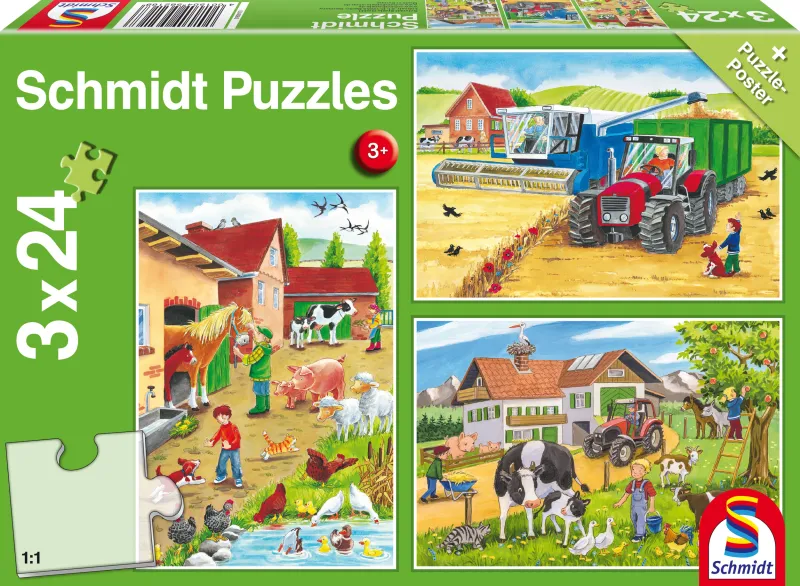 3 Jigsaw Puzzles - On the Farm