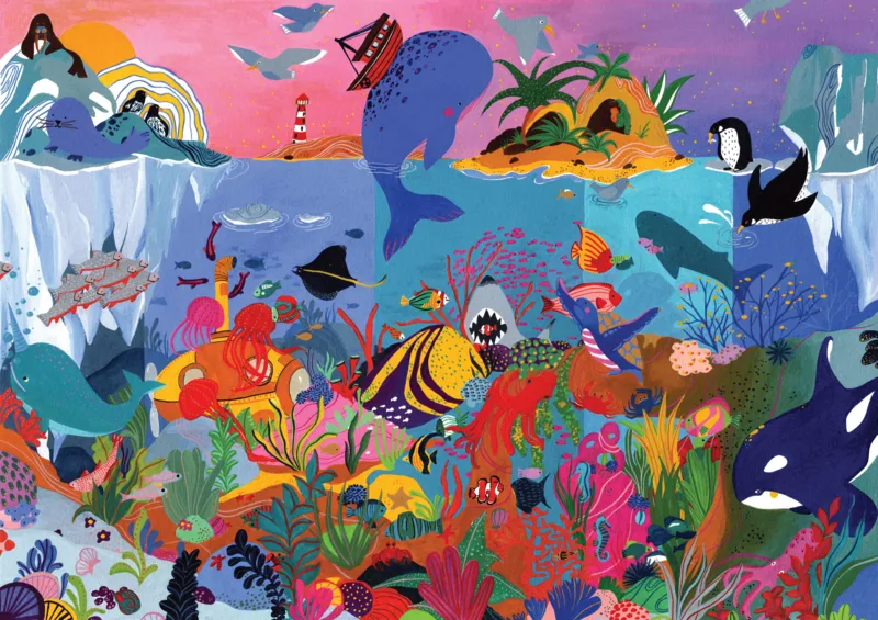 Handgeschnittenes Holzpuzzle - Sous Les Oceans