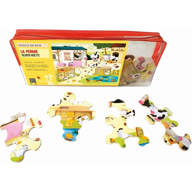 Handgeschnittenes Holzpuzzle - Huette: Der Bauernhof