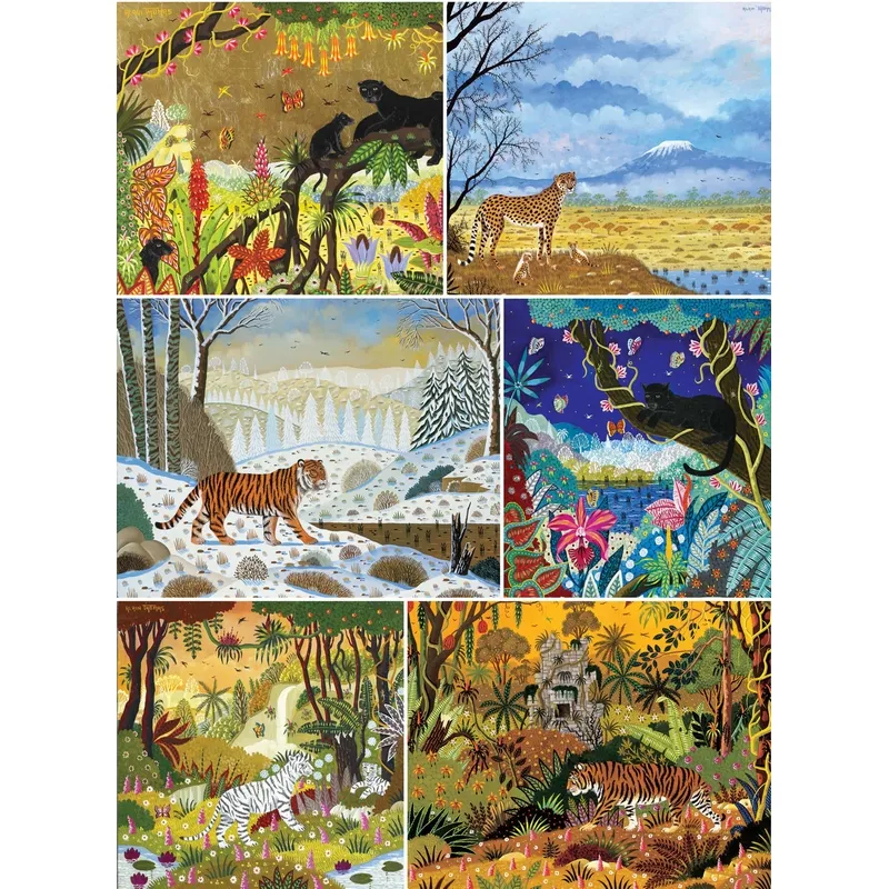 Handgeschnittenes Holzpuzzle - 6 Holzpuzzles - Alain Thomas