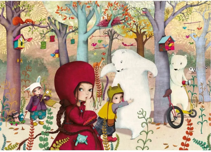 Handgeschnittenes Holzpuzzle - Lebot: Treffen Im Wald