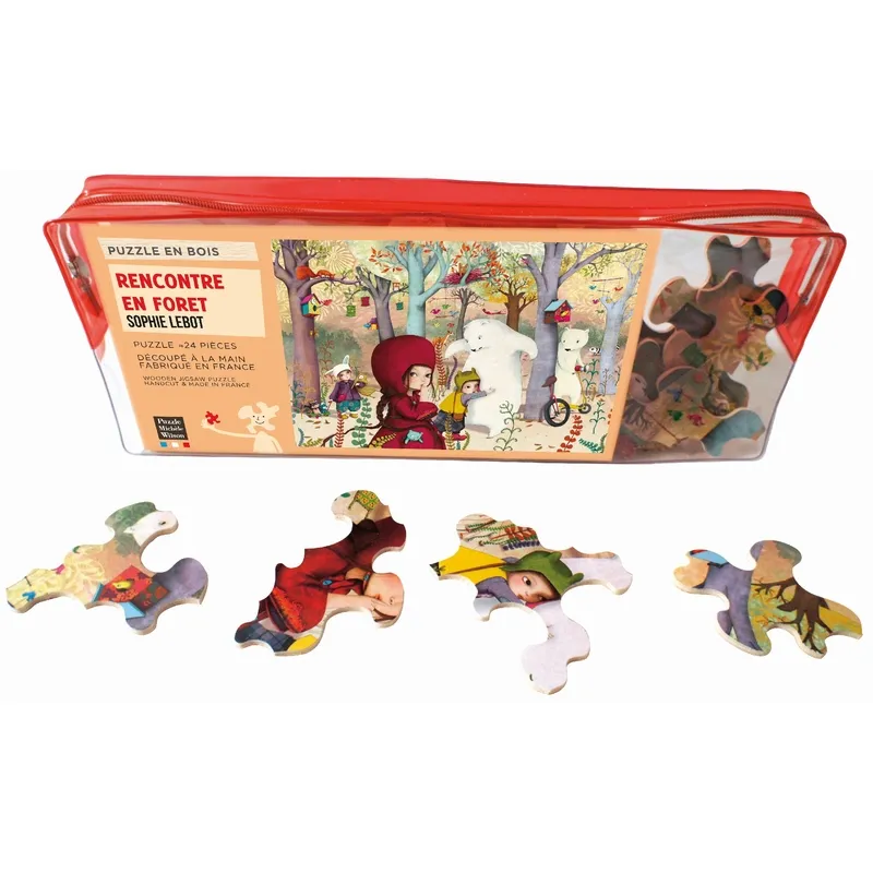 Handgeschnittenes Holzpuzzle - Lebot: Treffen Im Wald