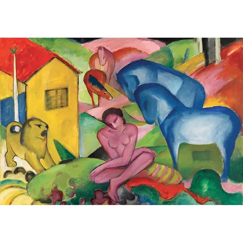 Handgeschnittenes Holzpuzzle - Franz Marc - Der Traum