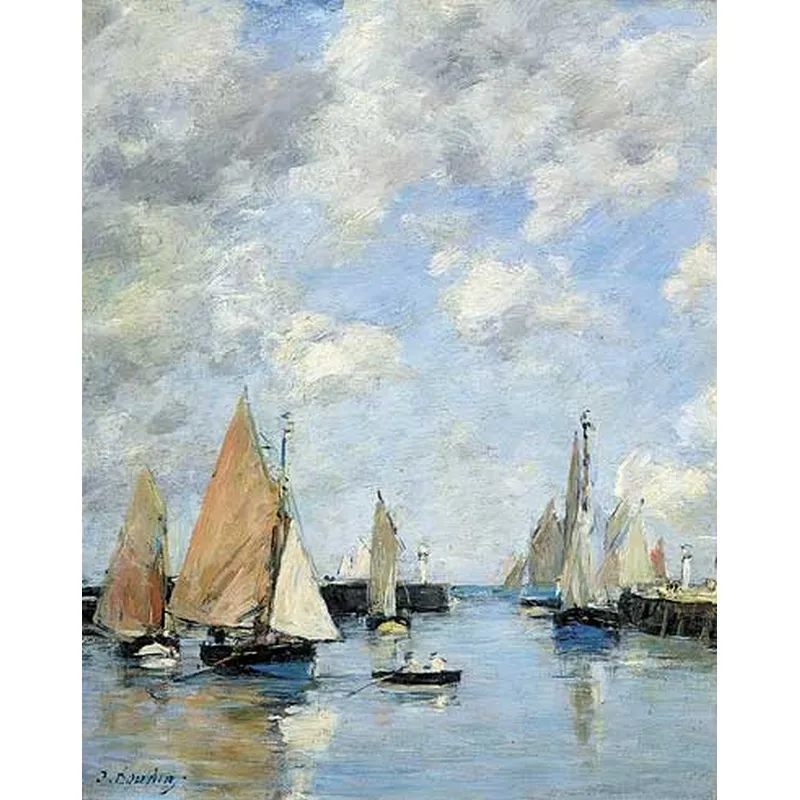 Handgeschnittenes Holzpuzzle - Eugène Boudin: Die Anlegestelle