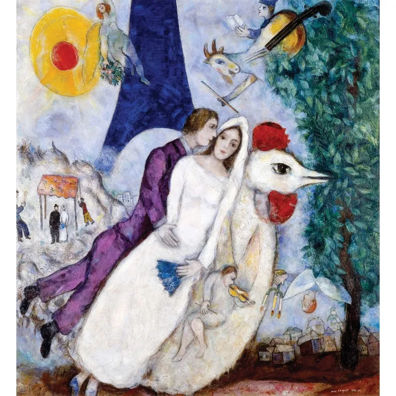Handgeschnittenes Holzpuzzle - Marc Chagall - Les Fiancés